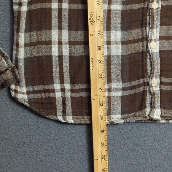 CP Shades Flann Shirt Women's M Brown Plaid Cotton Button Down Made In USA - Picture 6 of 11